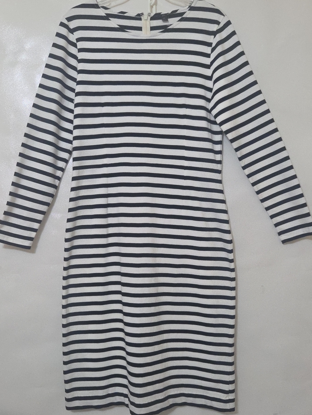 J. Crew Black & White Striped Long Sleeve Sheath 100% Cotton Dress - Size 10